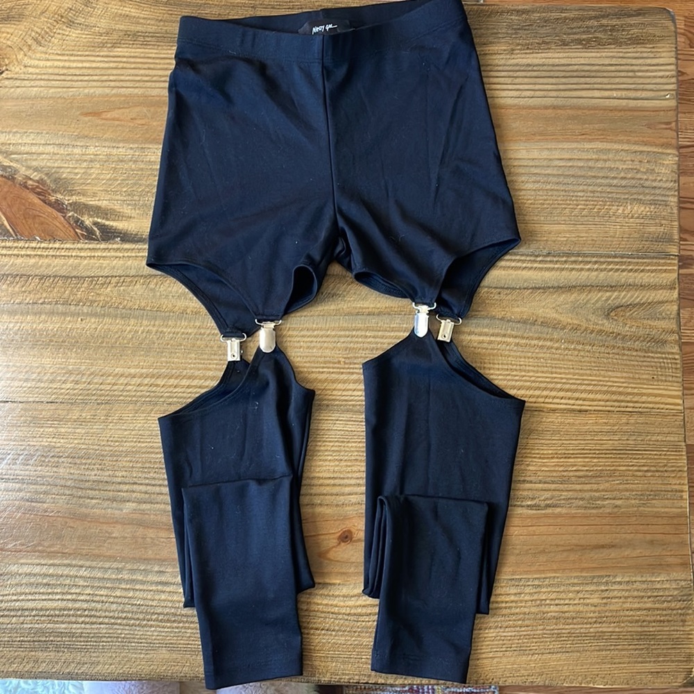 Black Thigh High Clipped Leggings